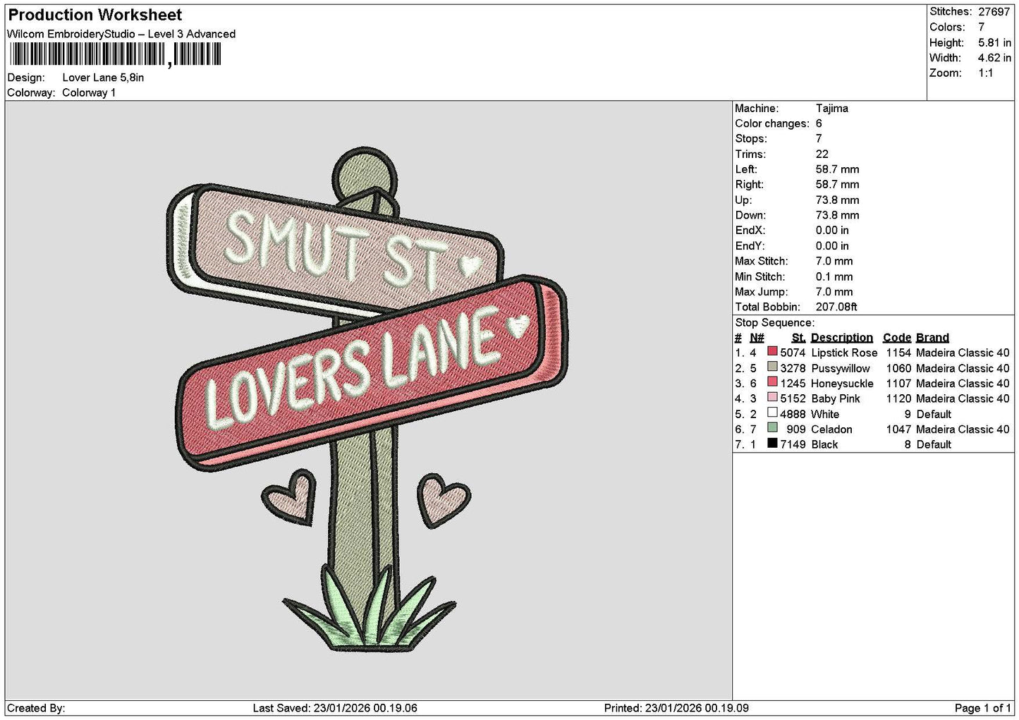 Lanetex 2301 Embroidery File 6 sizes