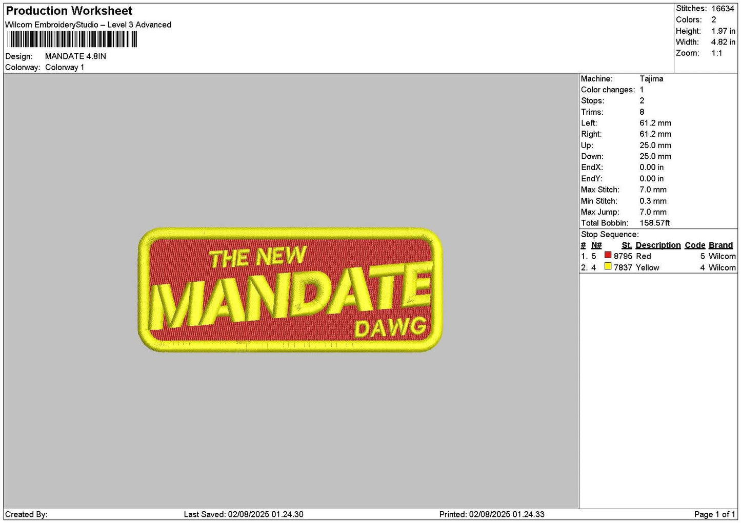 Mandatetext Embroidery File 6 sizes