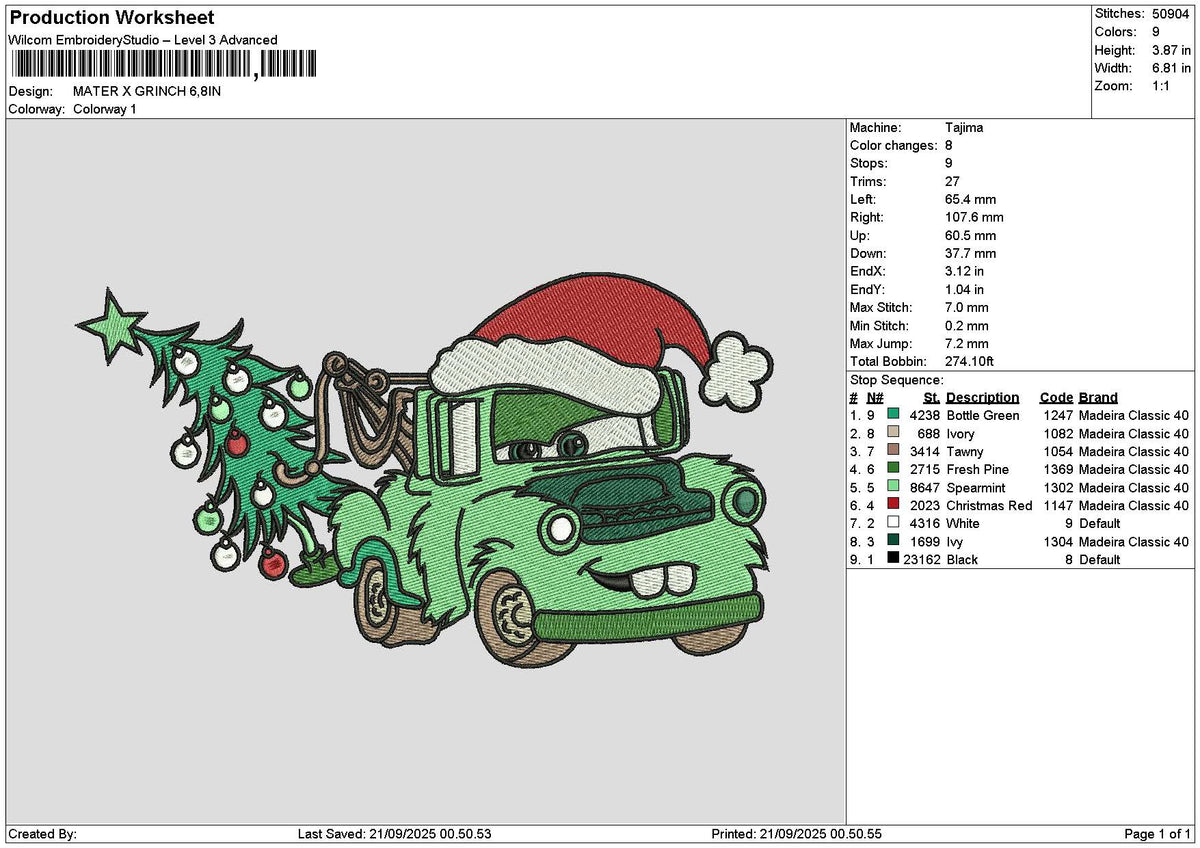 Materxmas Green Embroidery File 6 sizes