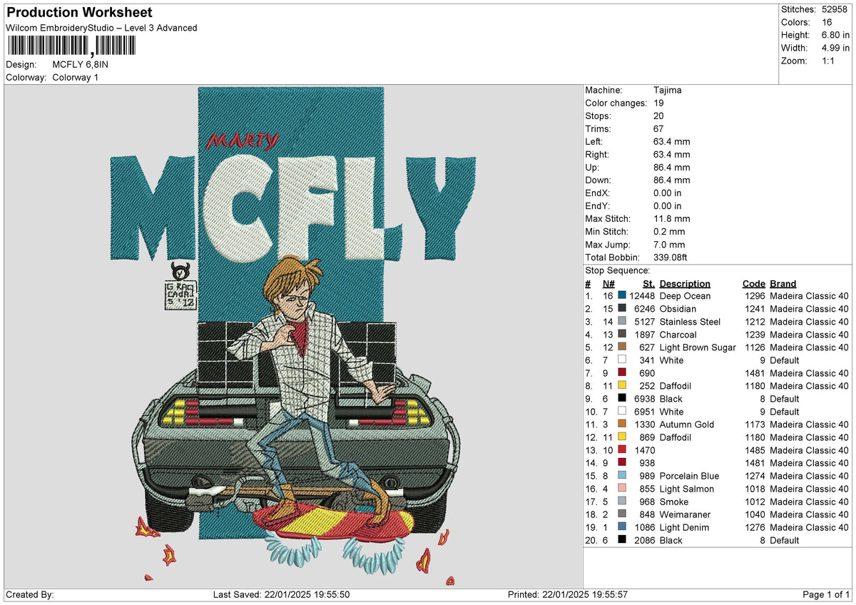 MCFLY Embroidery File 6 size