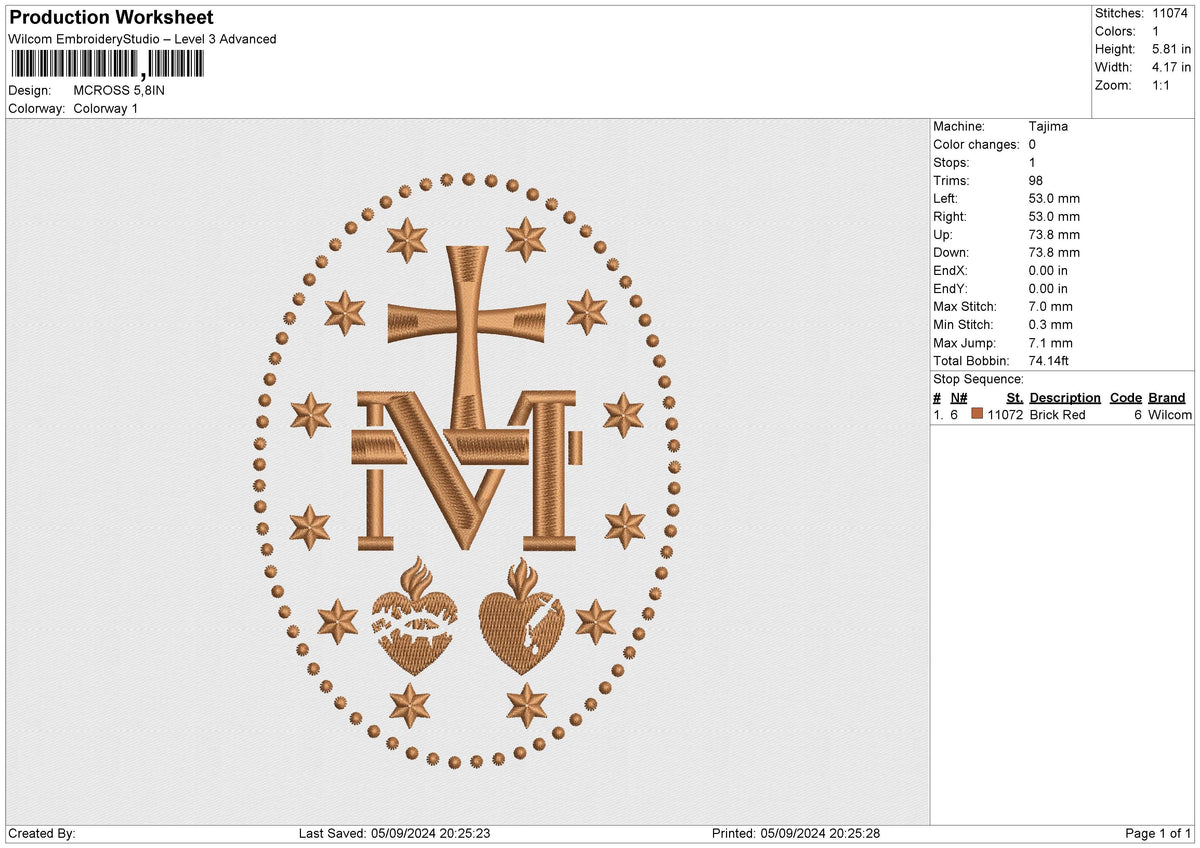 MCROSS Embroidery File 6 size