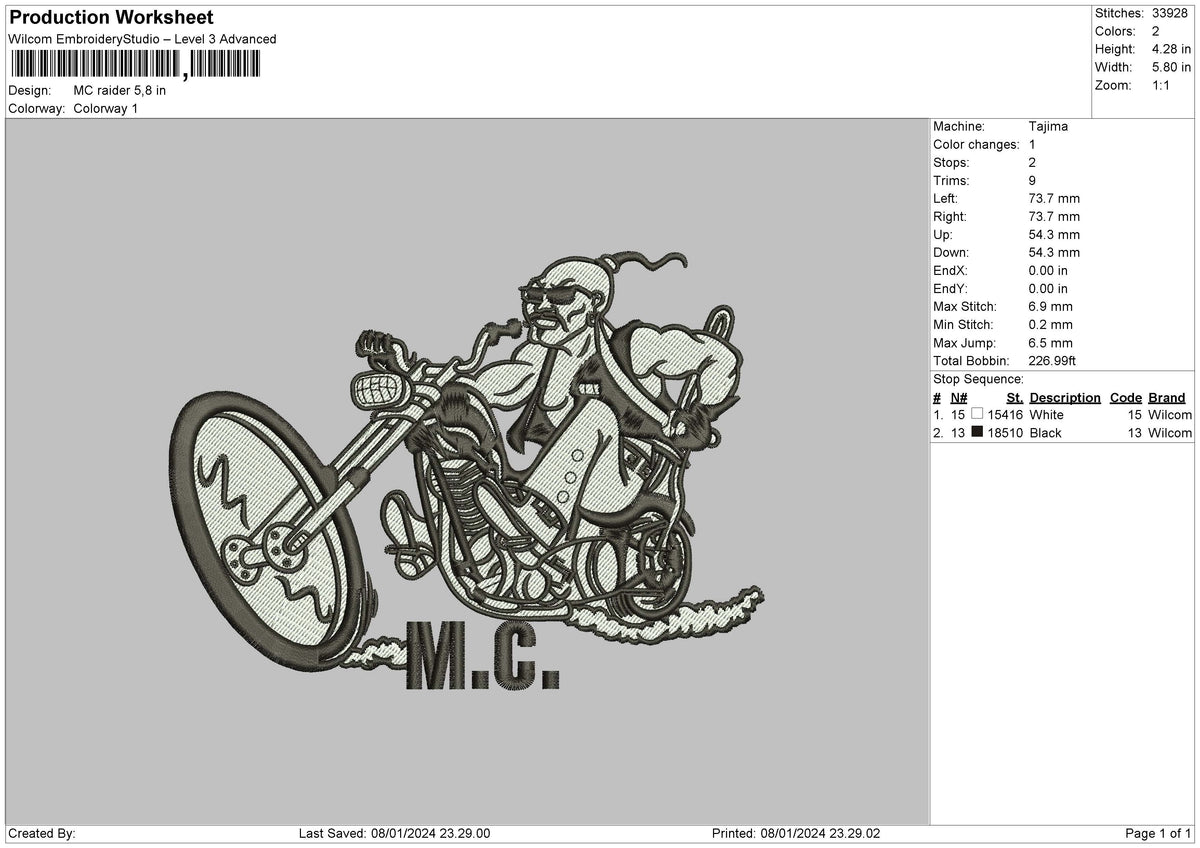 Raider 0801 Embroidery File 6 sizes