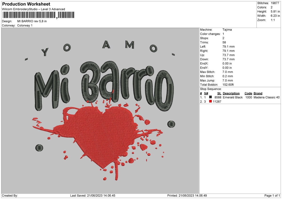 Mi Barrio Embroidery File 6 sizes