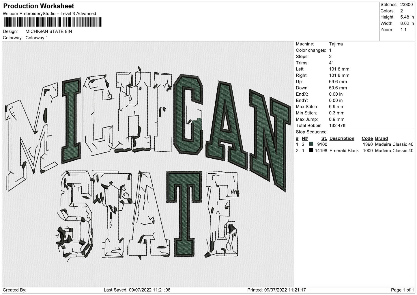 MICHIGAN STATE Embroidery