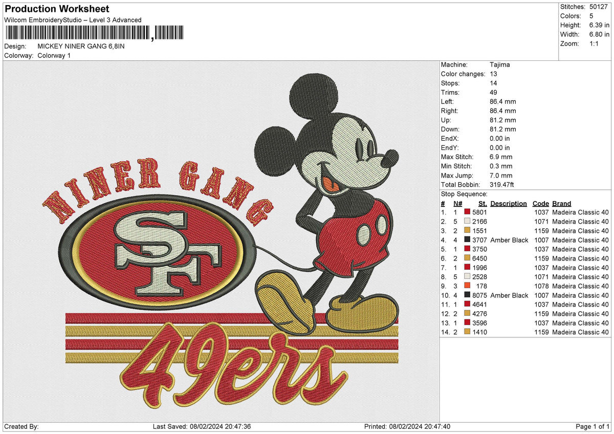 MICKEY NINER GANG Embroidery File 6 size
