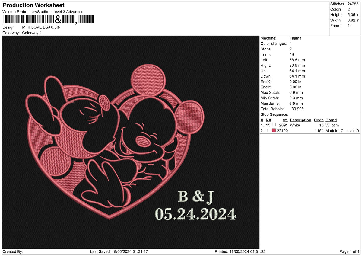 MIKI LOVE Embroidery File 6 size