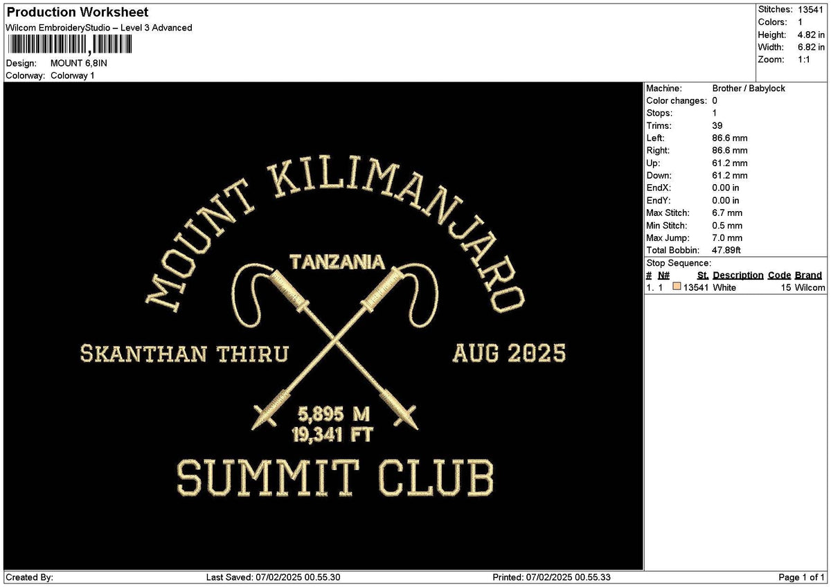 Mounttext Embroidery File 6 sizes