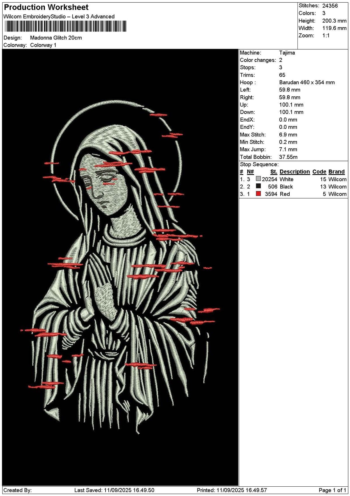 Glitch Statue Embroidery File 4 sizes