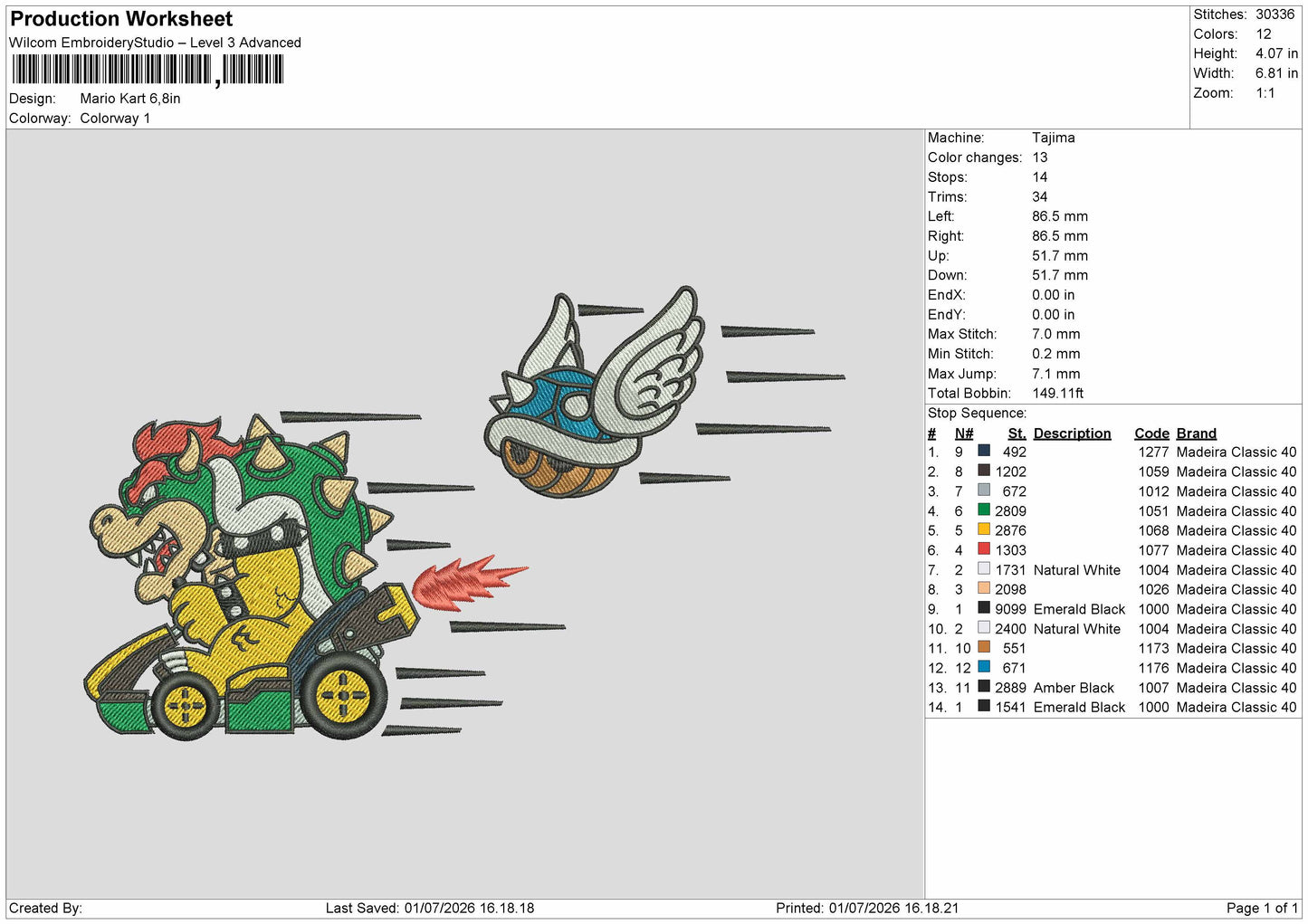Mario0107 Embroidery Machine Design File 6 sizes