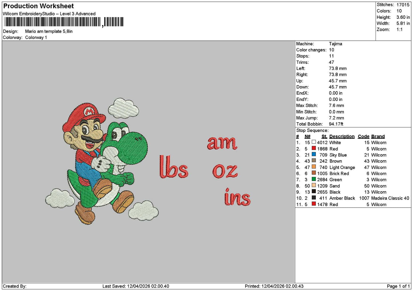 Mario Am Pm Embroidery 2 Files