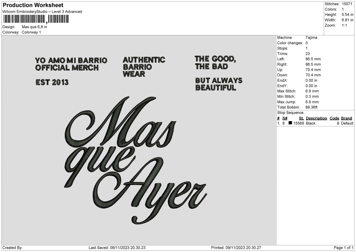 Mas Que Embroidery File 6 sizes