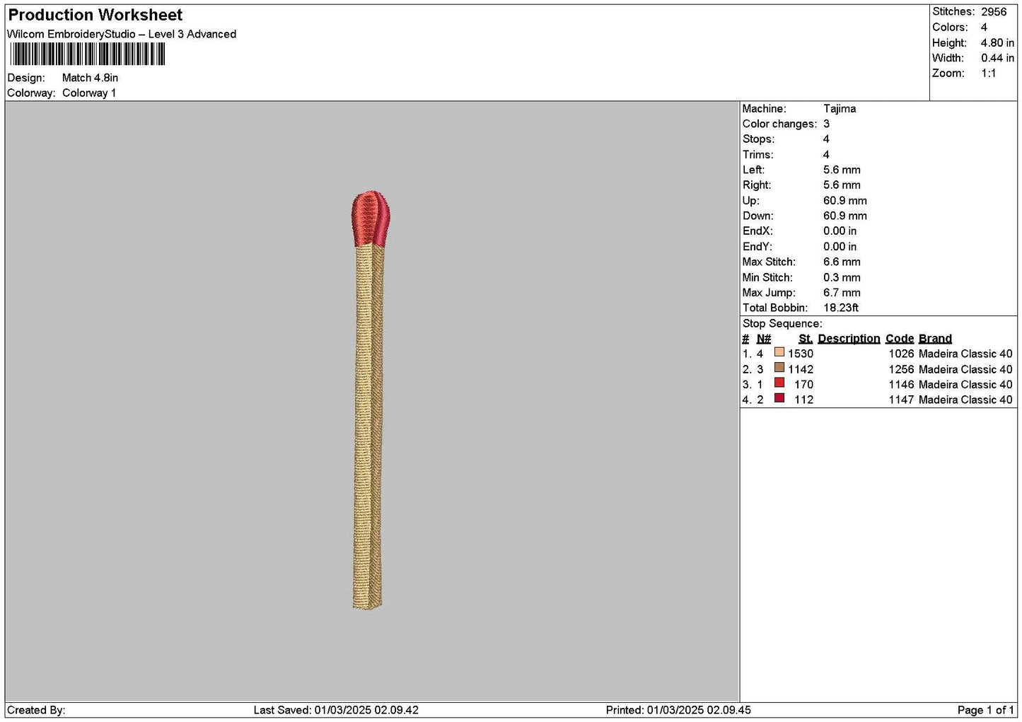 Match Embroidery File 6 sizes