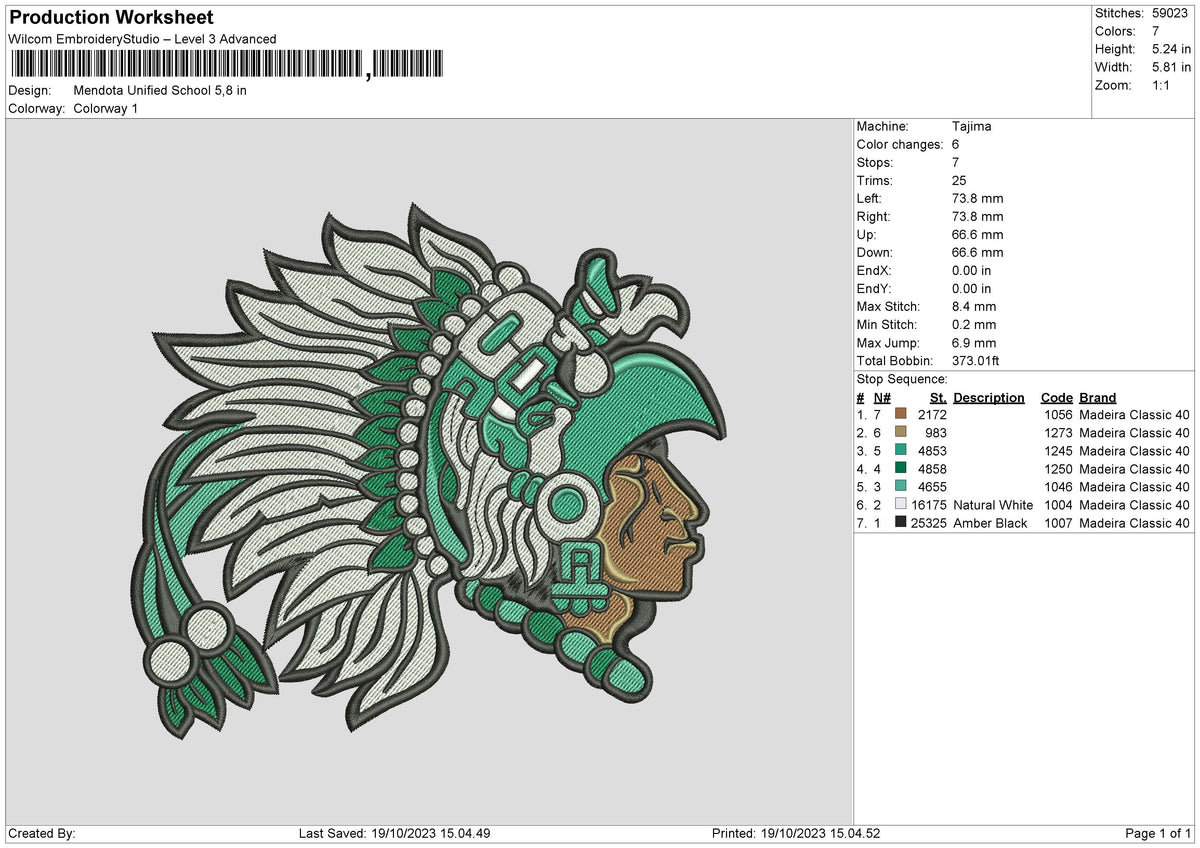 Mu School Embroidery File 6 sizes