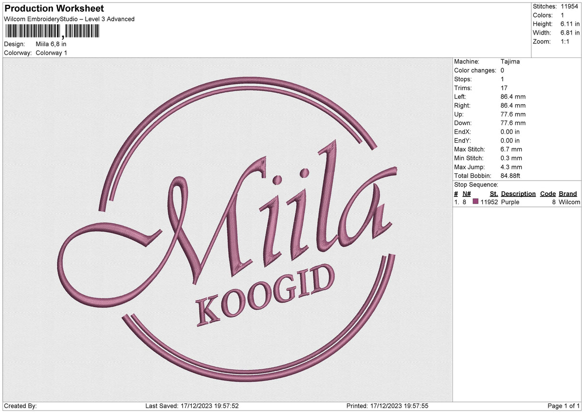 Miila Embroidery File 6 size
