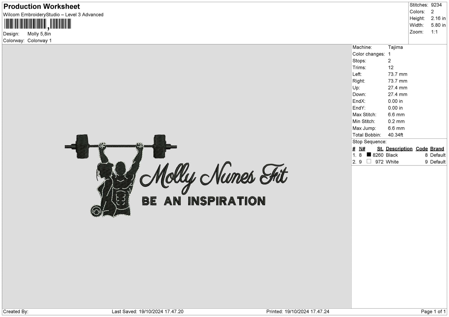 Mollytext Embroidery File 6 sizes