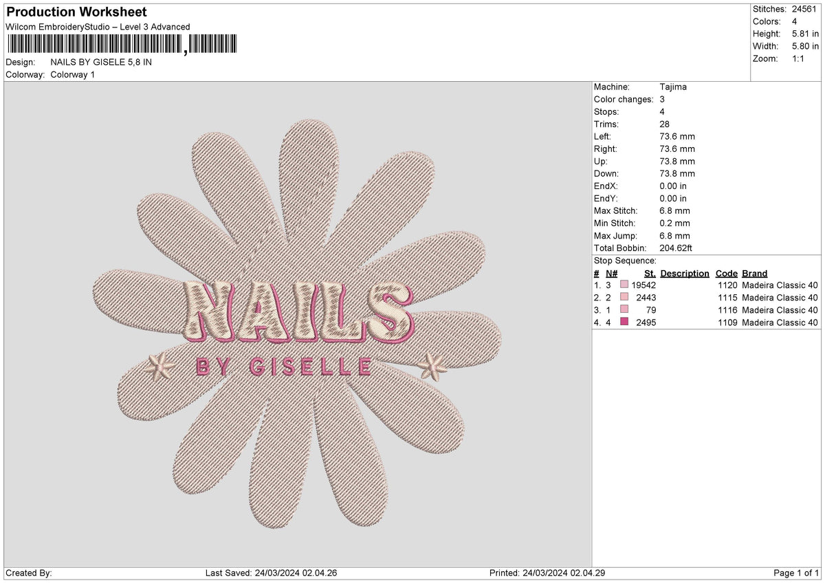 Giseletext Embroidery File 6 sizes