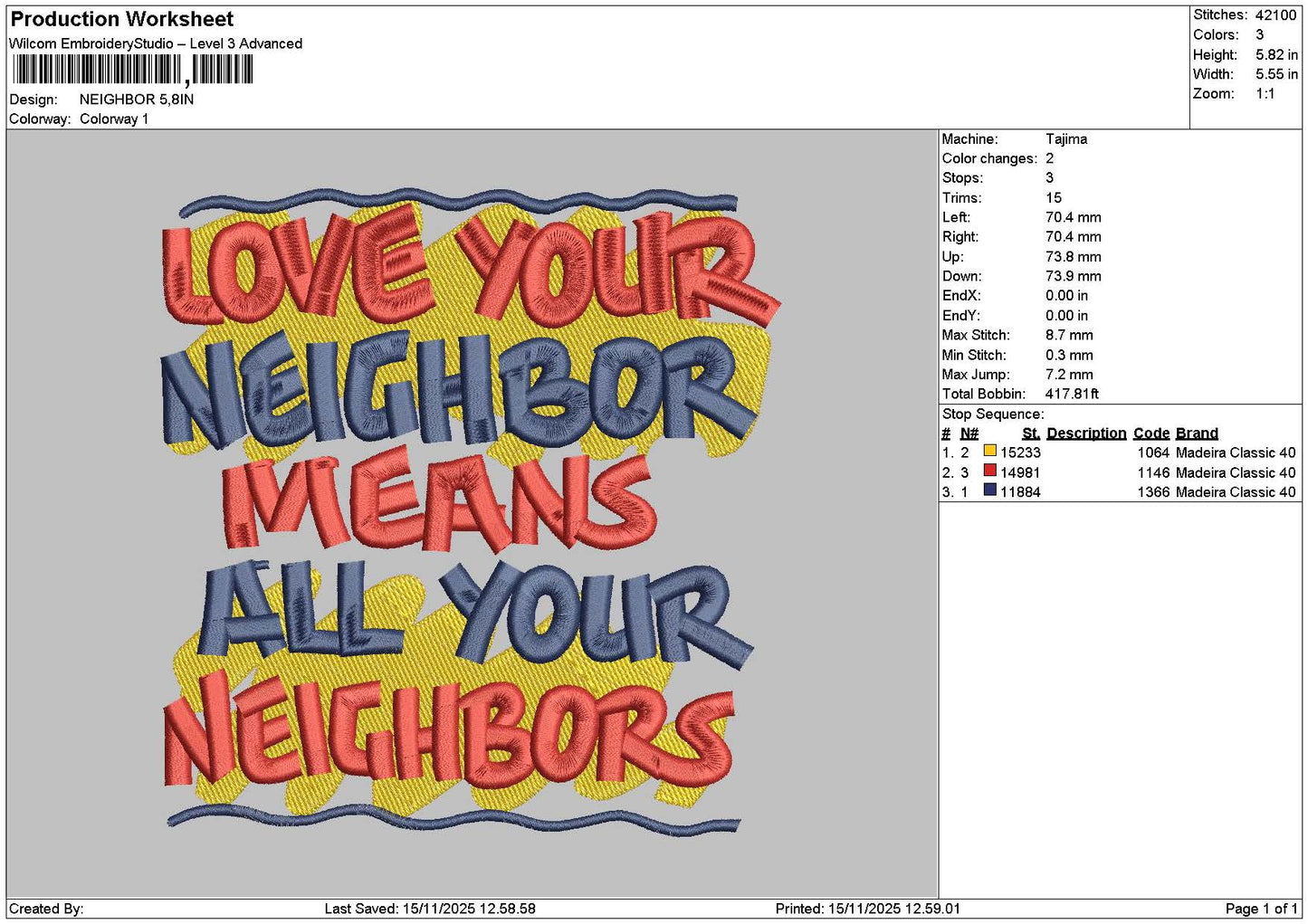 Meanstext Embroidery File 6 sizes