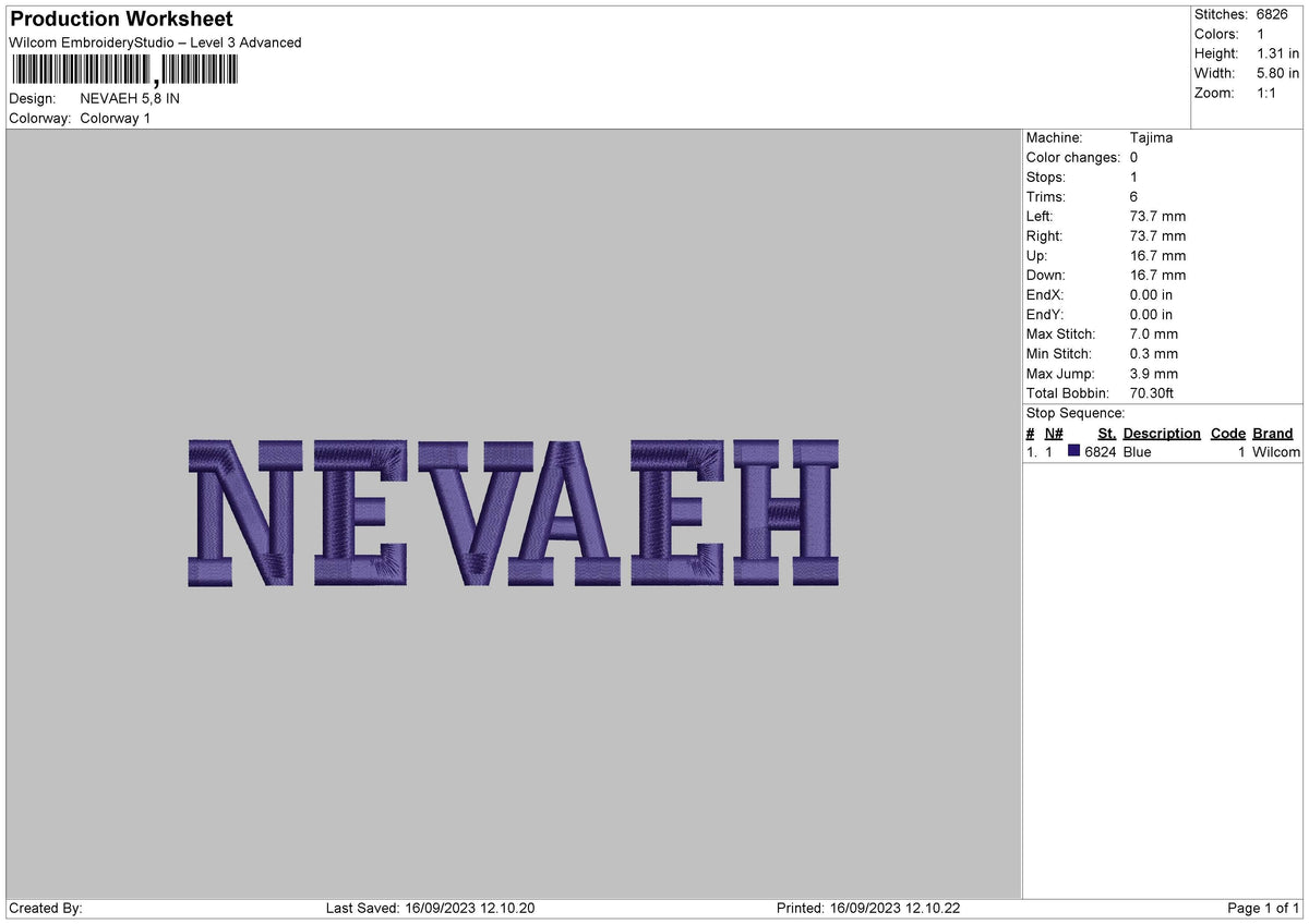 Neveah Embroidery File 6 sizes