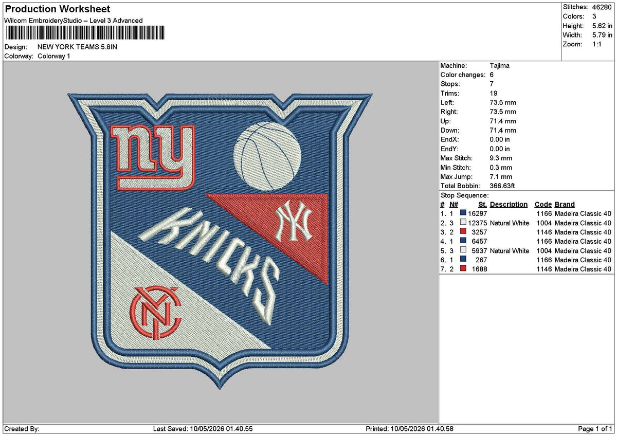 Nytext Teams Embroidery File 6 sizes