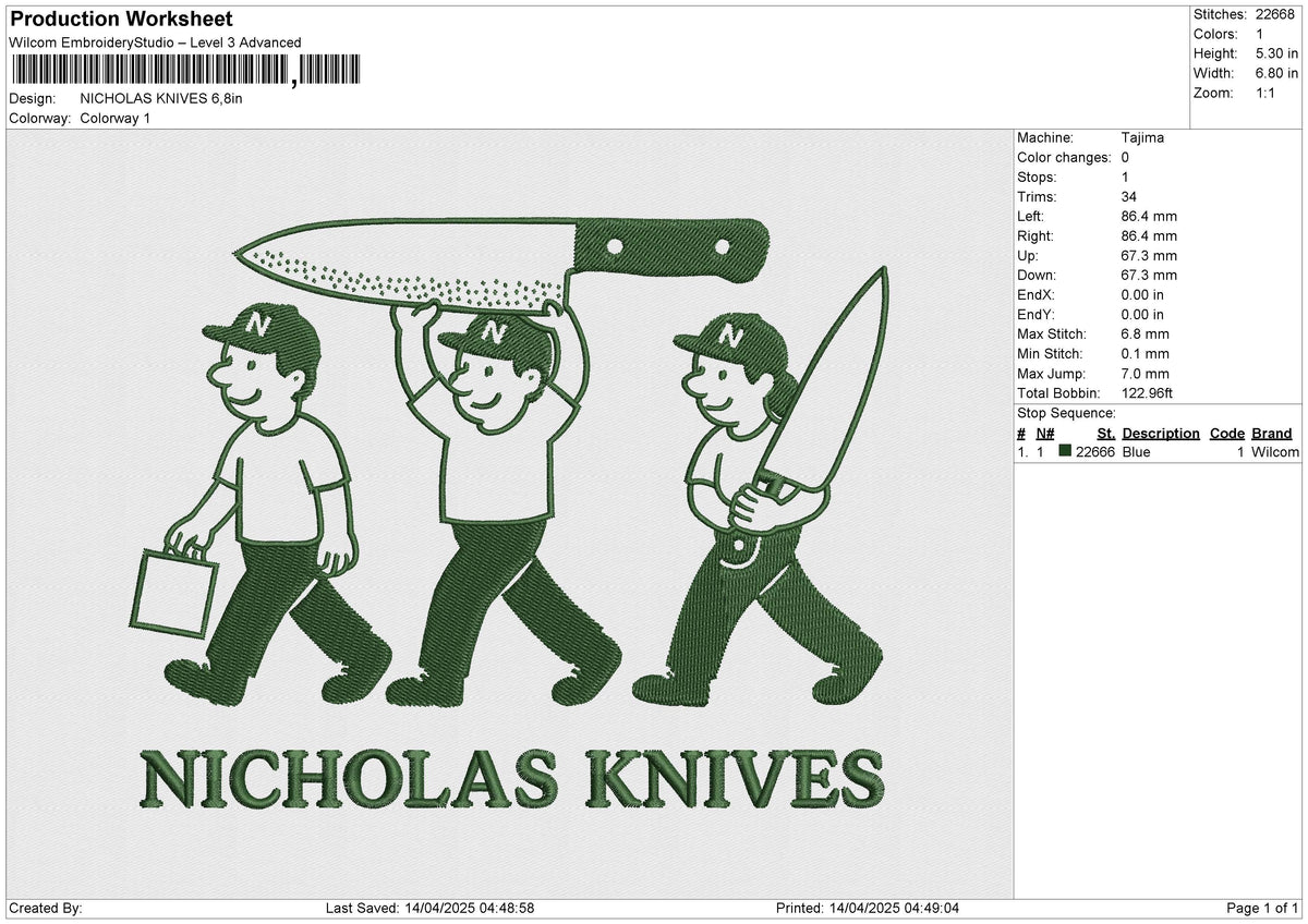 NICHOLAS KNIVES Embroidery File 6 size