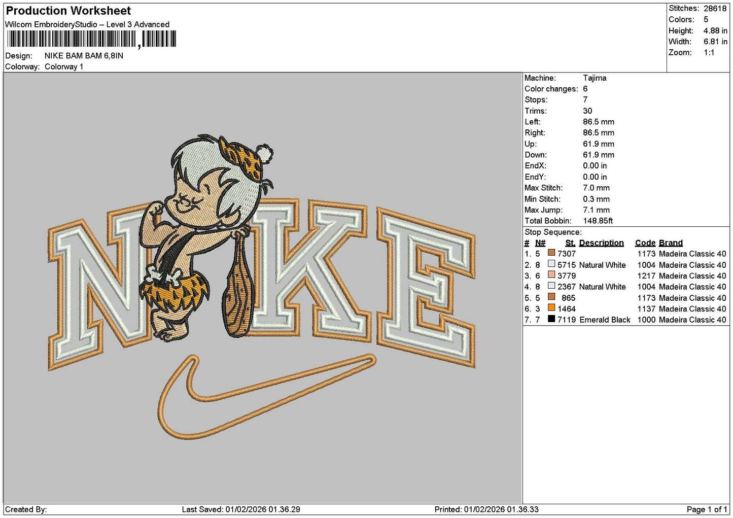Nike Baby 02 Embroidery File 6 sizes