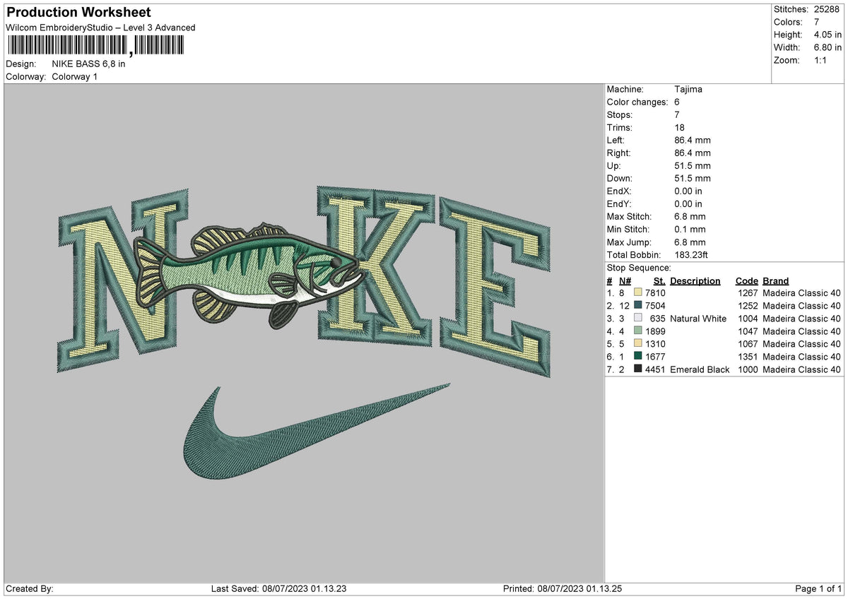 Nike Bass Embroidery File 6 sizes