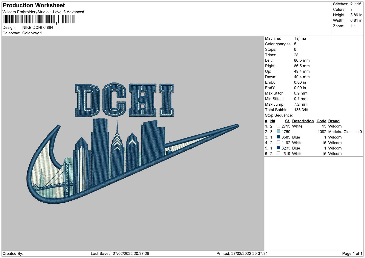 Nike DCHI Embroidery