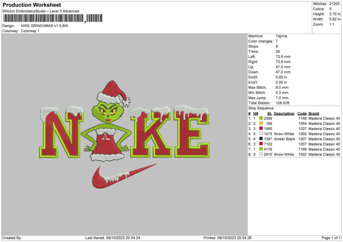 Nike Grinchmas V1 Embroidery File 6 sizes