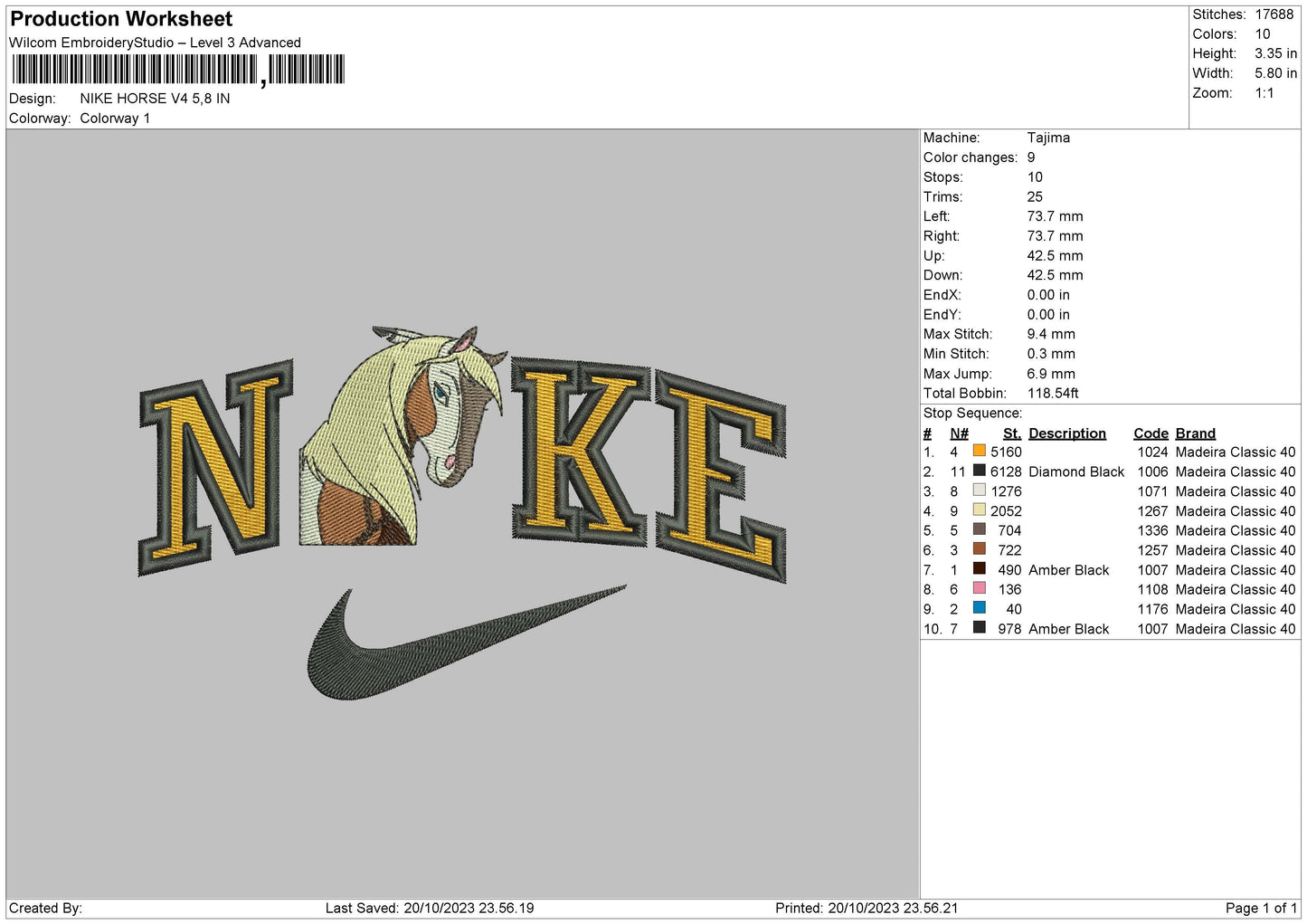 Nike Horse v4 Embroiery File 6 sizes