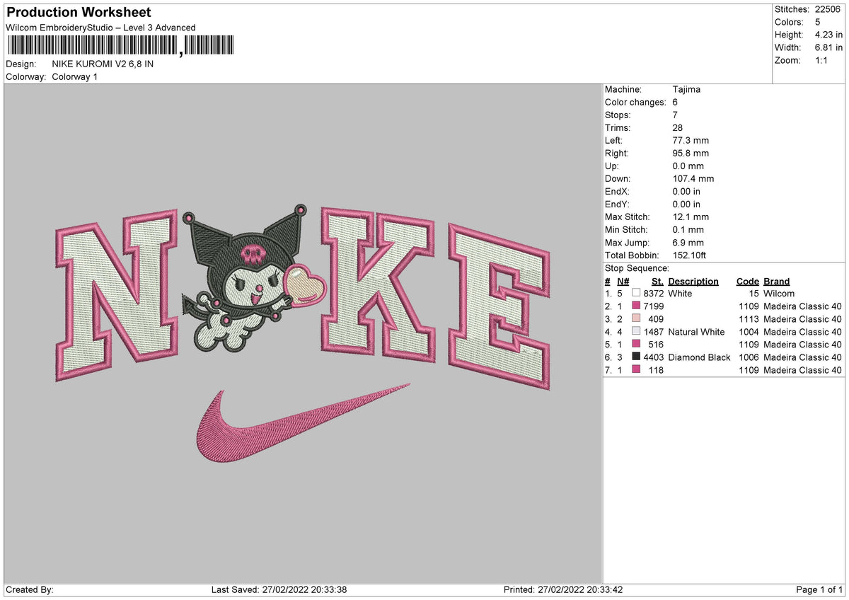 Nike Kuromi V2 Embroidery