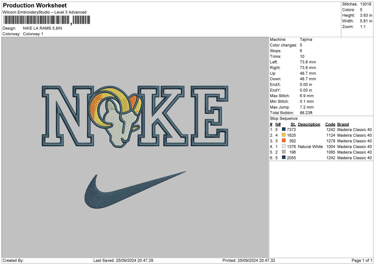 Nike Goat Head Embroidery File 6 sizes