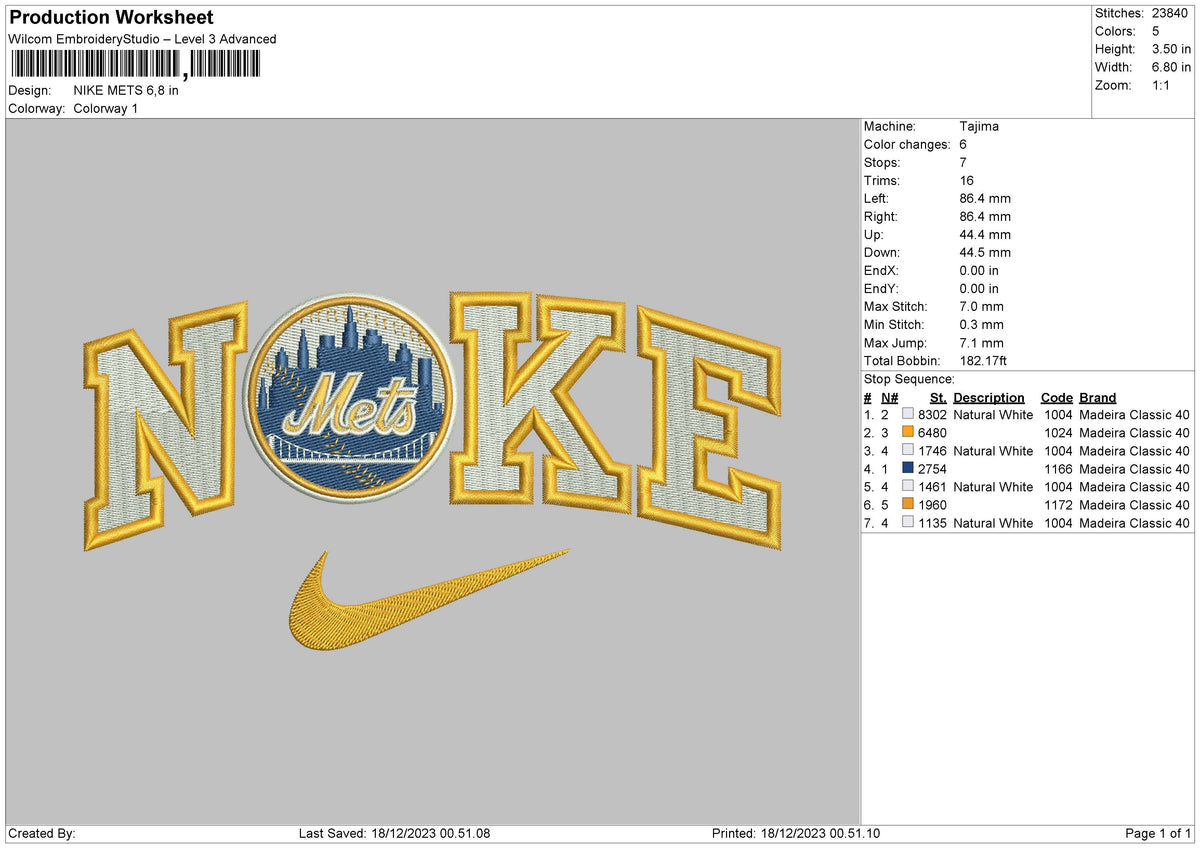 Nike Mets Embroidery File 6 sizes