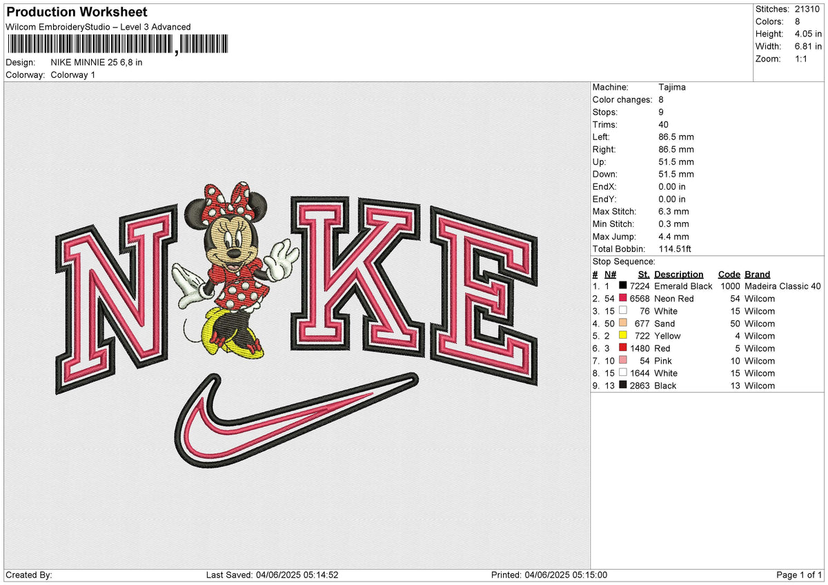 NIKE MICKEY 25 Embroidery File 6 size