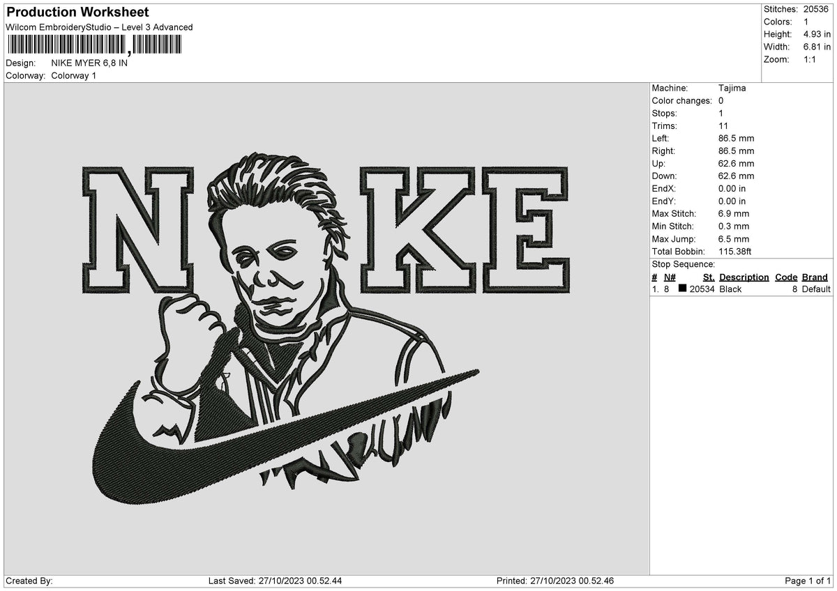 Nike Myer 2710 Embroidery File 6 sizes