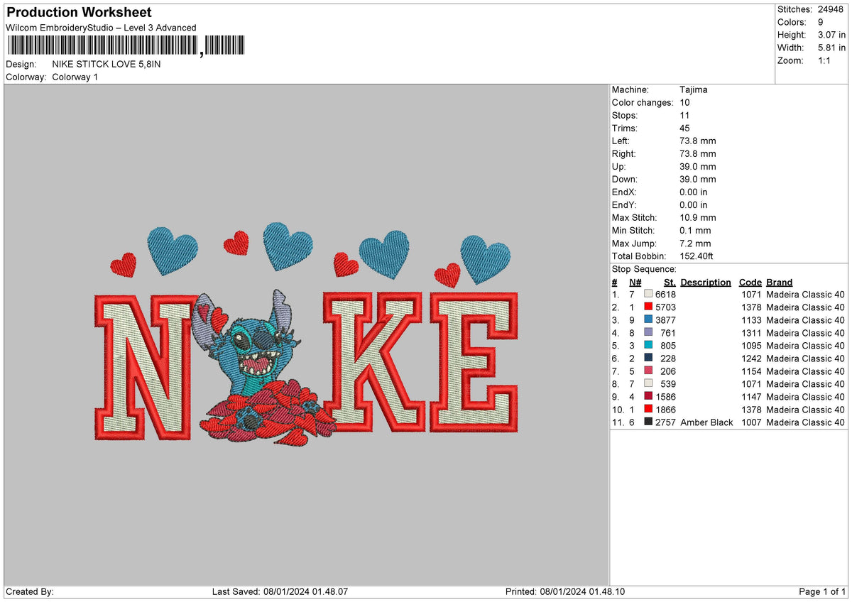 Nike Stitch Love 02 Embroidery File 6 sizes