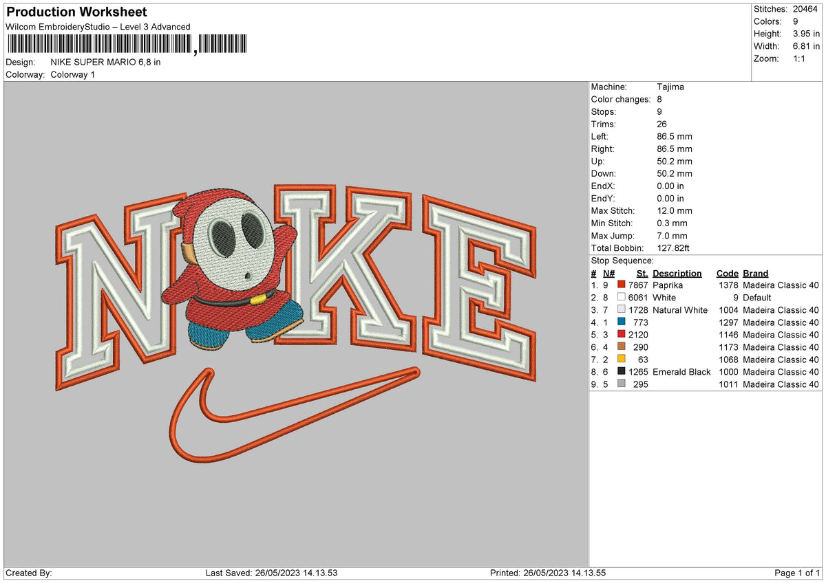 Nike Super M v4 Embroidery File 6 sizes