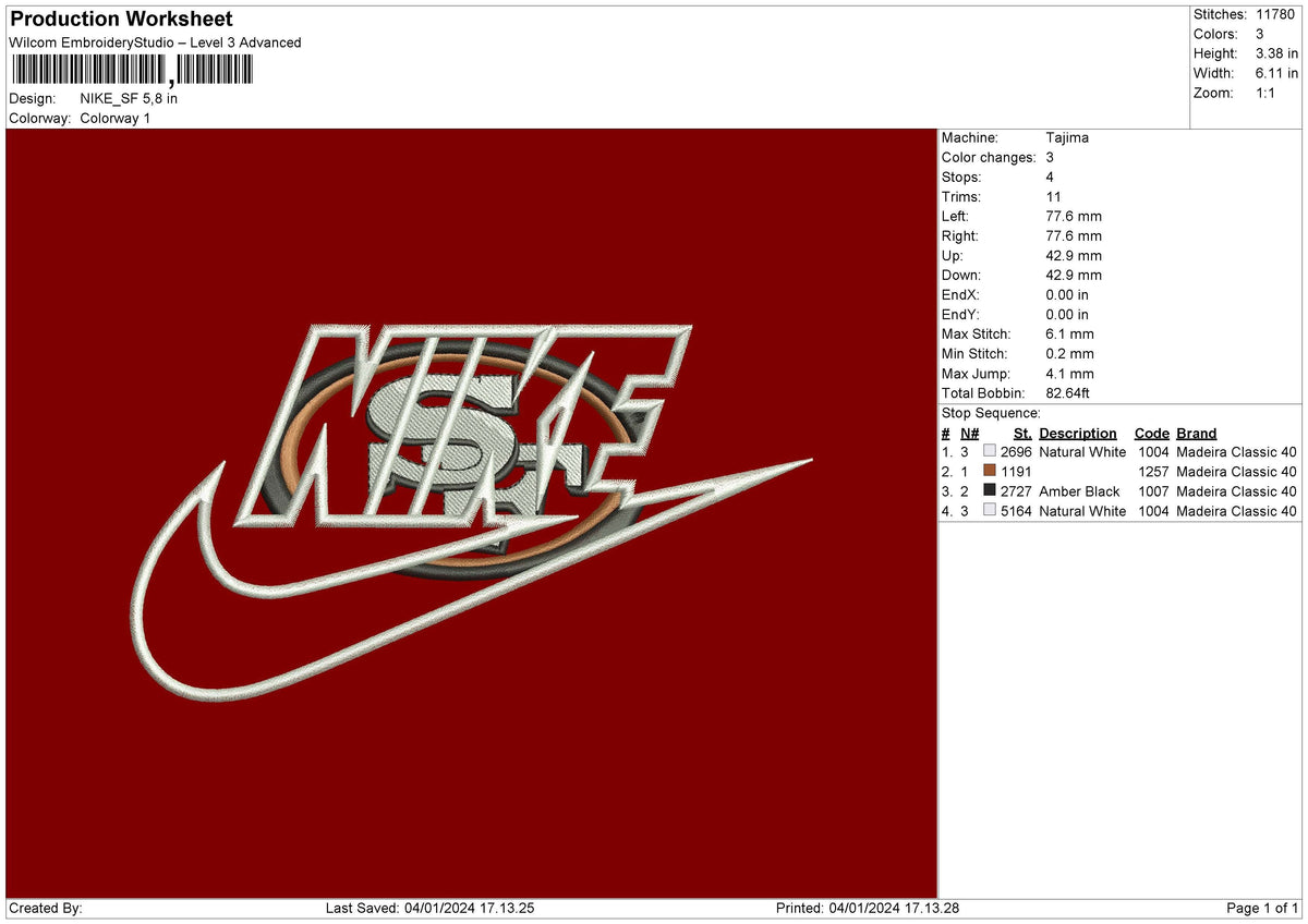 Nike Sf Embroidery File 6 sizes