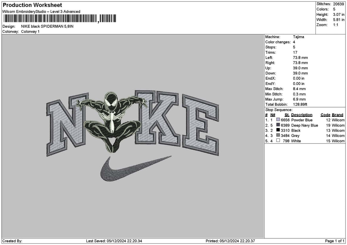 Nike Black Spider 02 Embroidery File 6 sizes