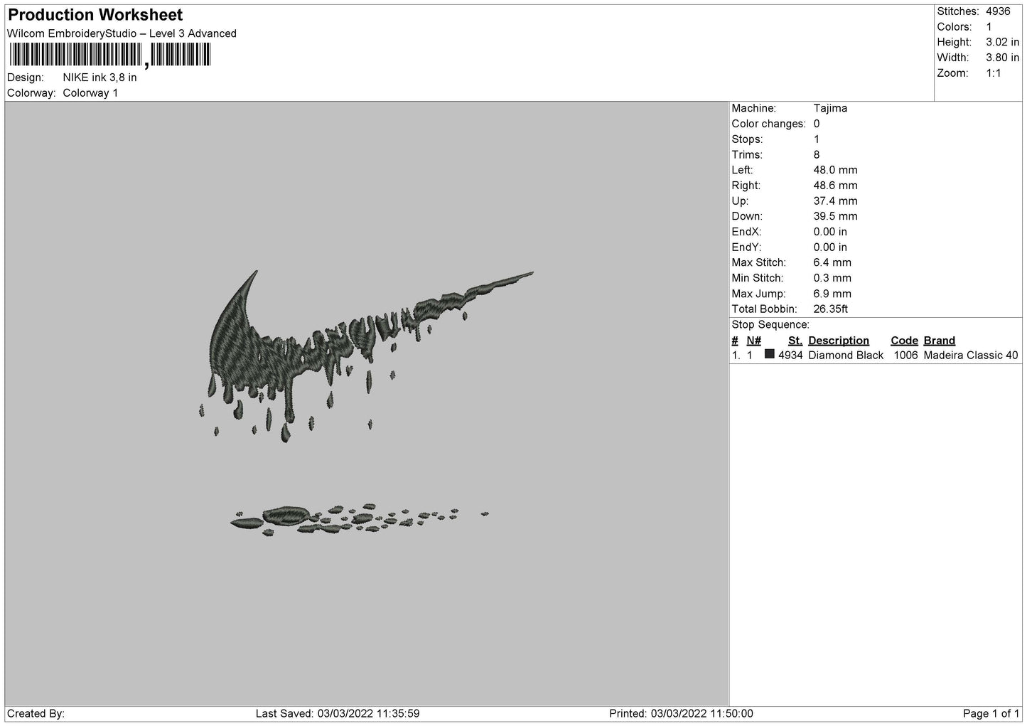 Nike Ink Embroidery