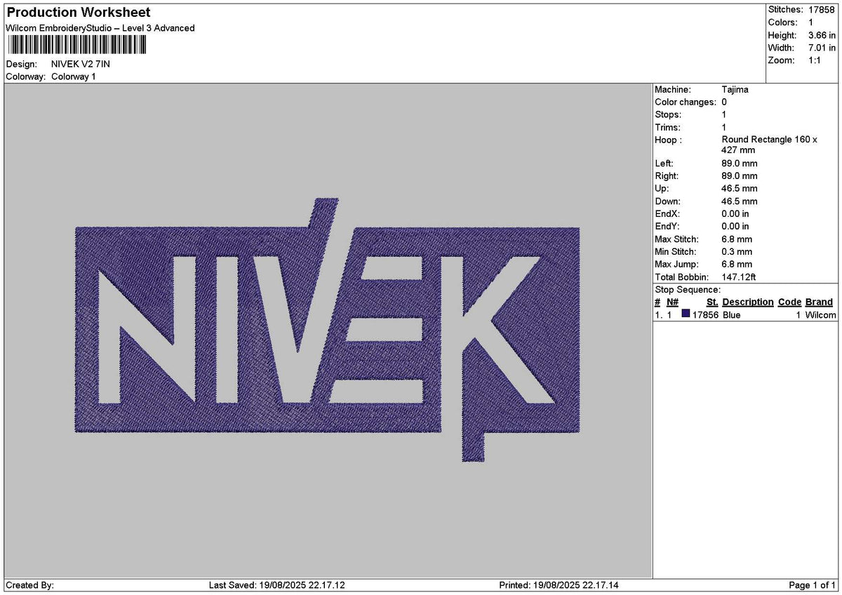 Nivektext V2 Embroidery File 6 sizes