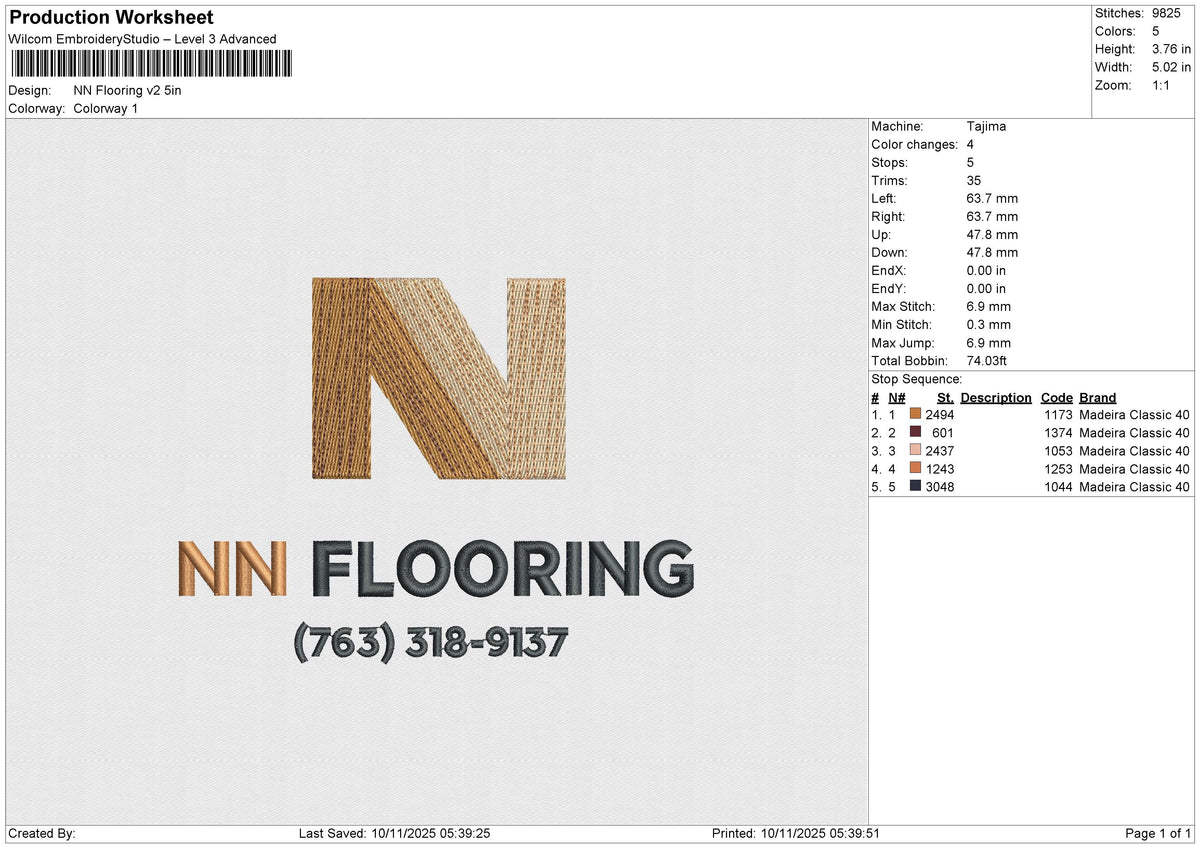 NN Flooring v2 Embroidery File 6 sizes