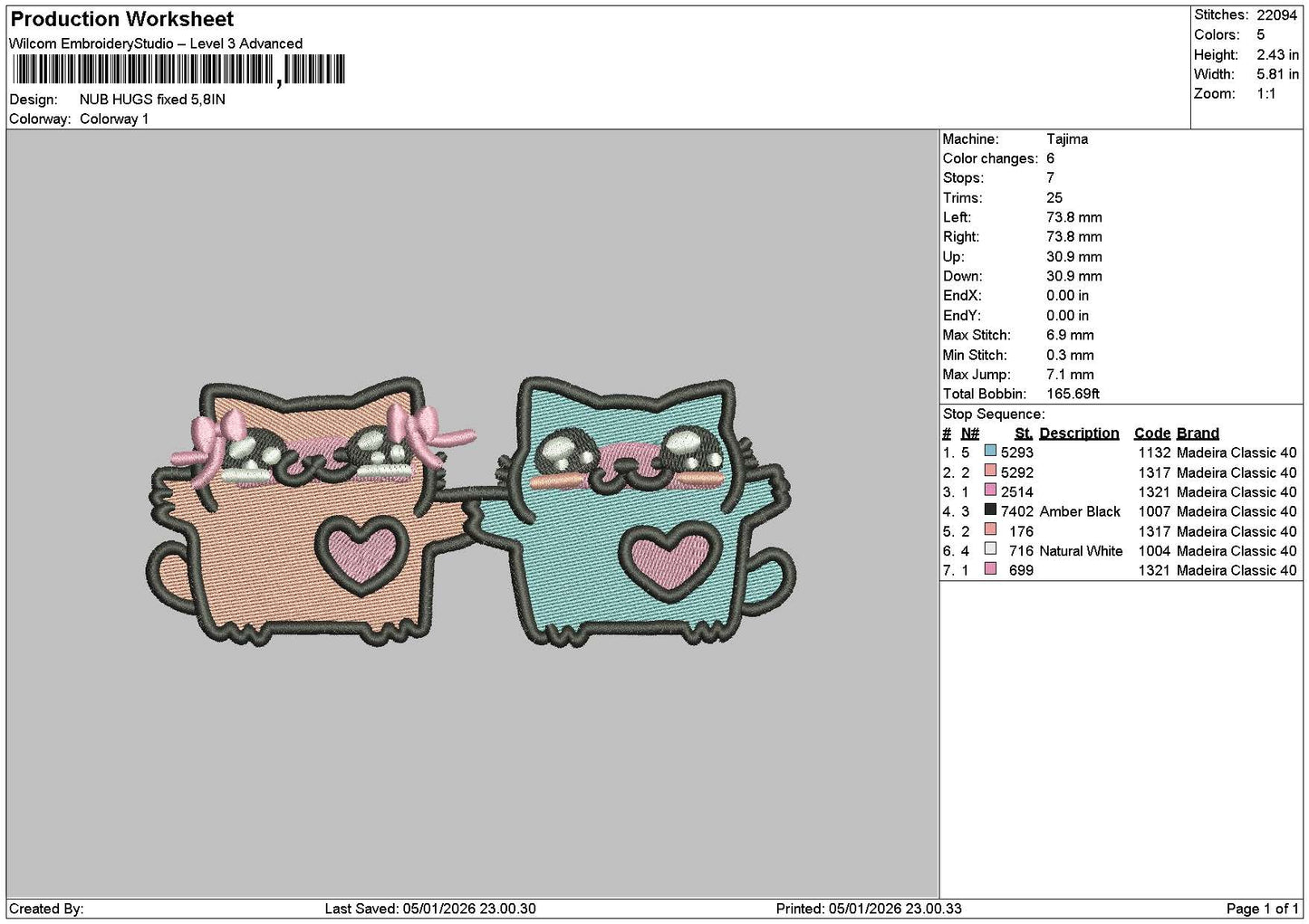 Cats 0401 Embroidery File 6 sizes