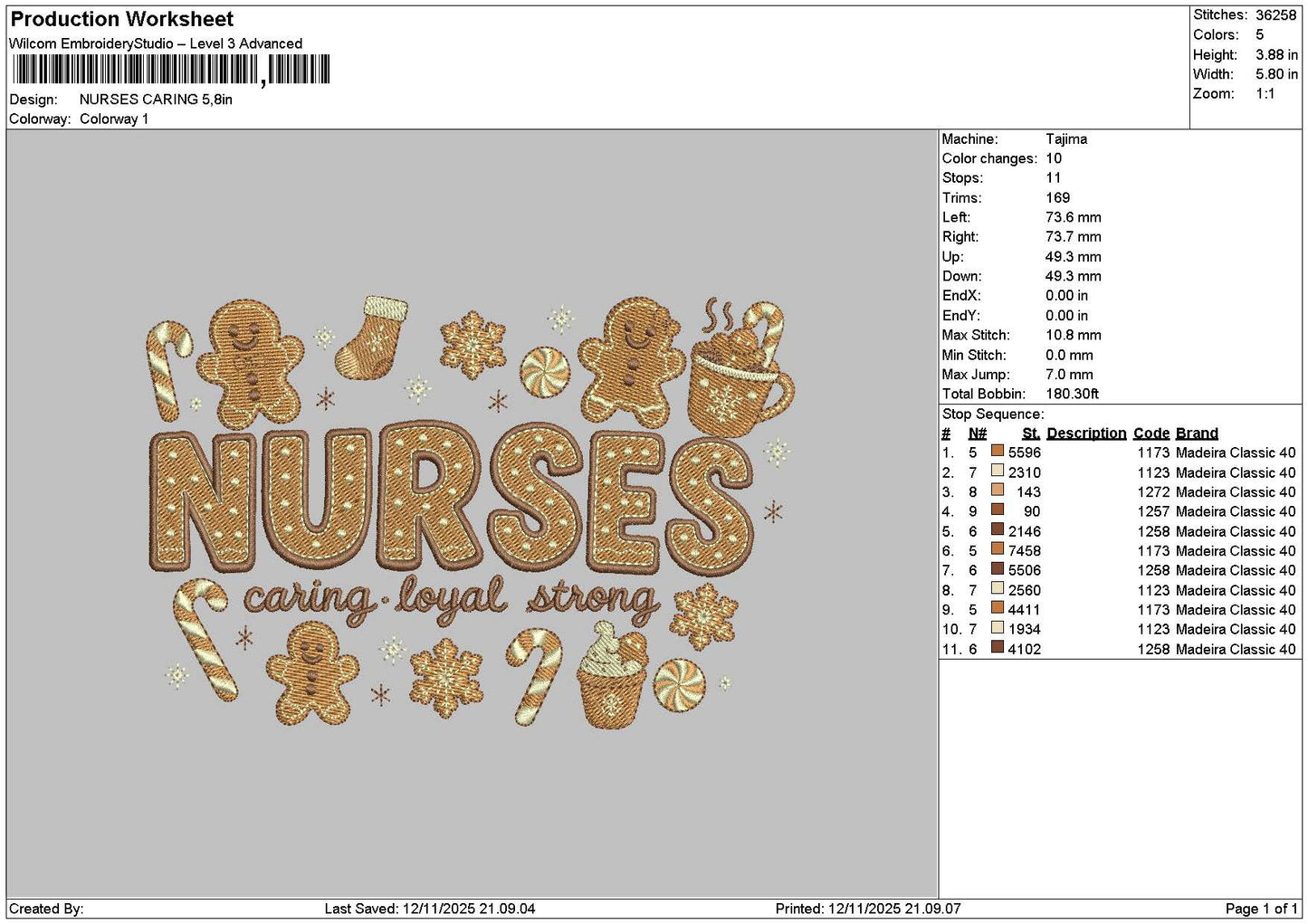 Nursestext 1211 Embroidery File 6 sizes