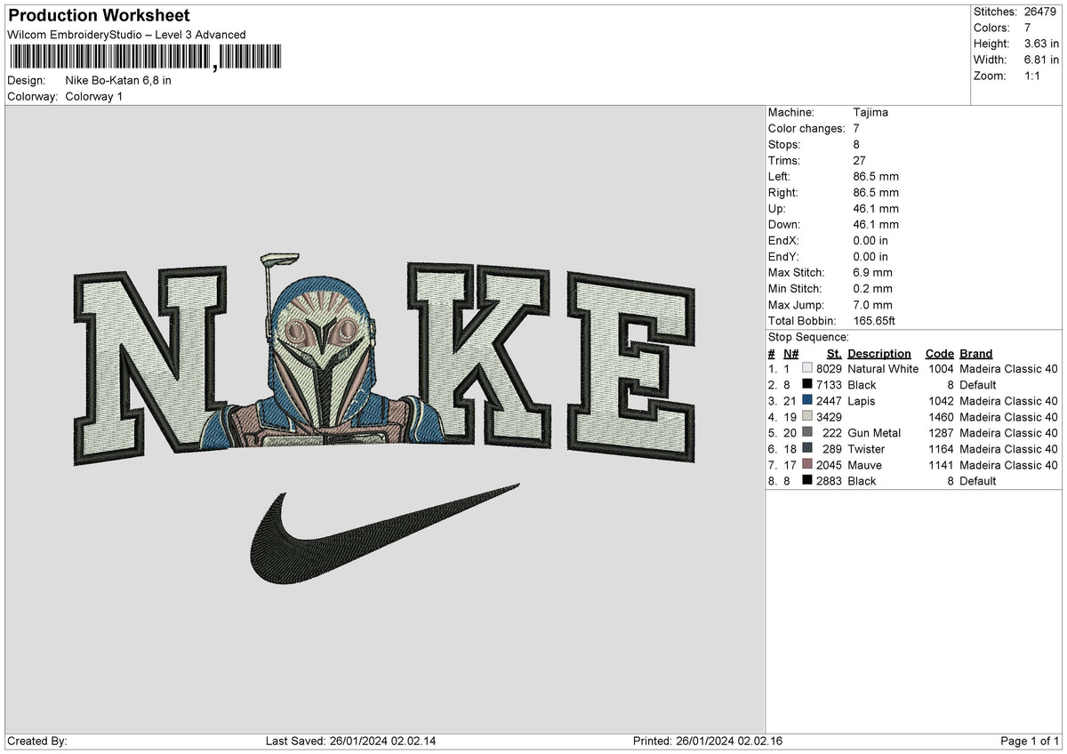 Nike Robot 2601 Embroidery File 6 sizes