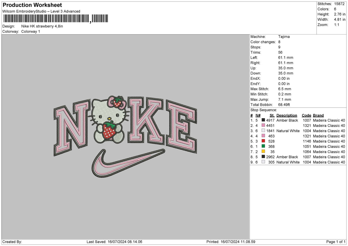 Nike Hk Strawberry 02 Embroidery File 6 sizes
