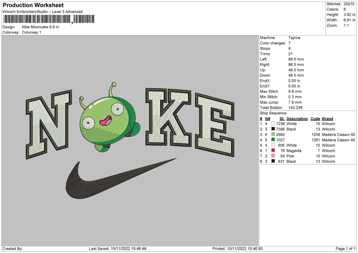 Nike Mooncake Embroidery File 6 sizes