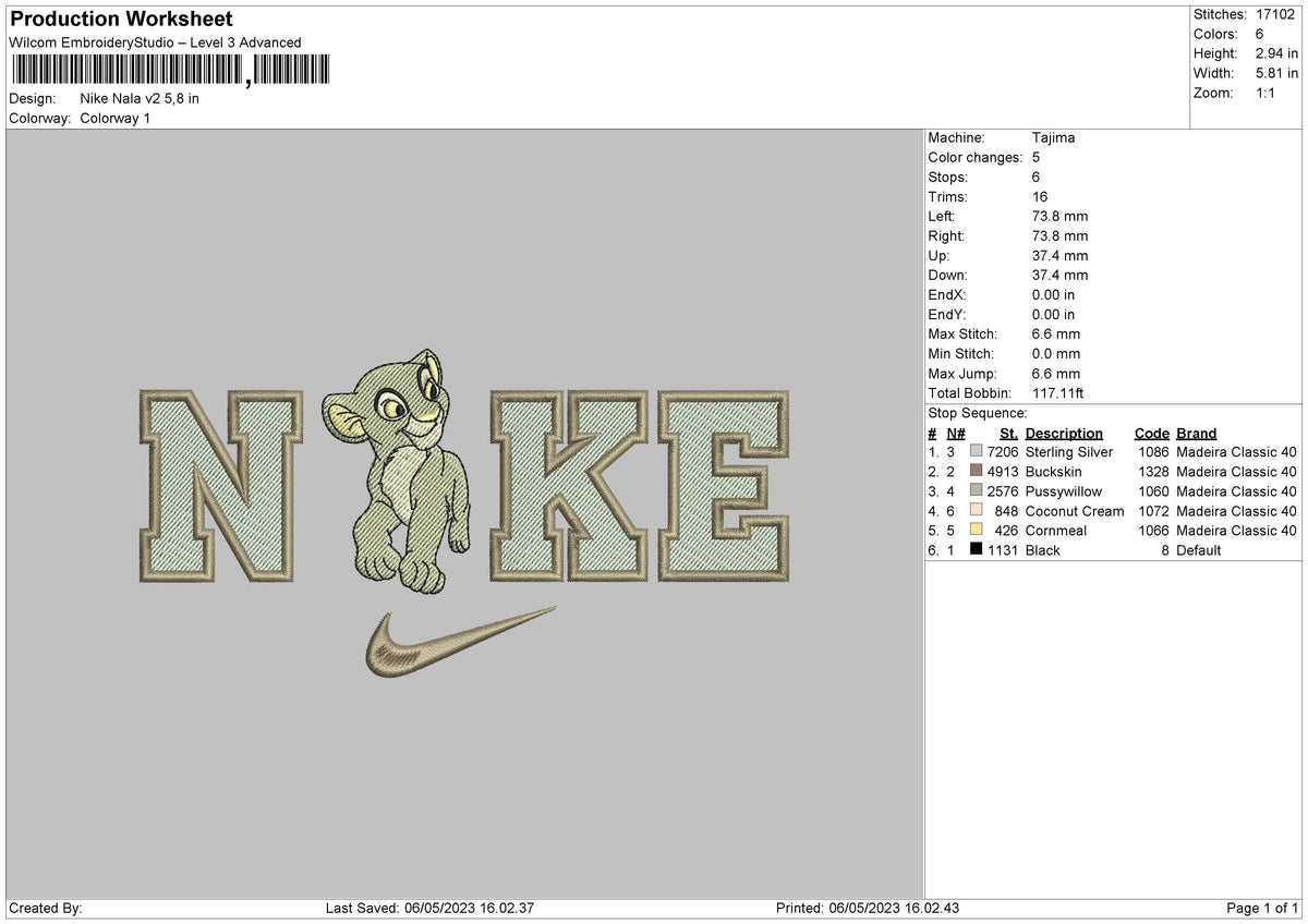 Nike Nala 2 Embroidery File 6 sizes