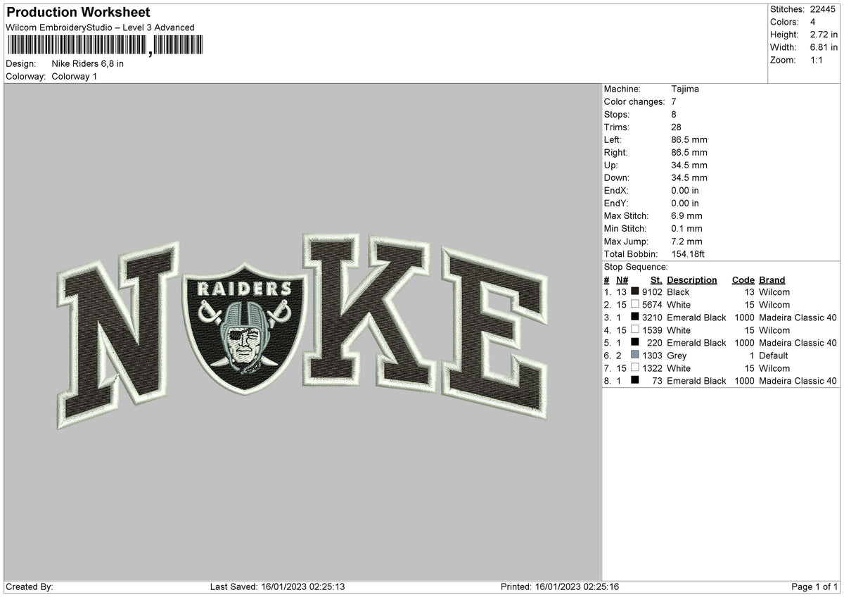 Nike Riders Embroidery File 6 sizes