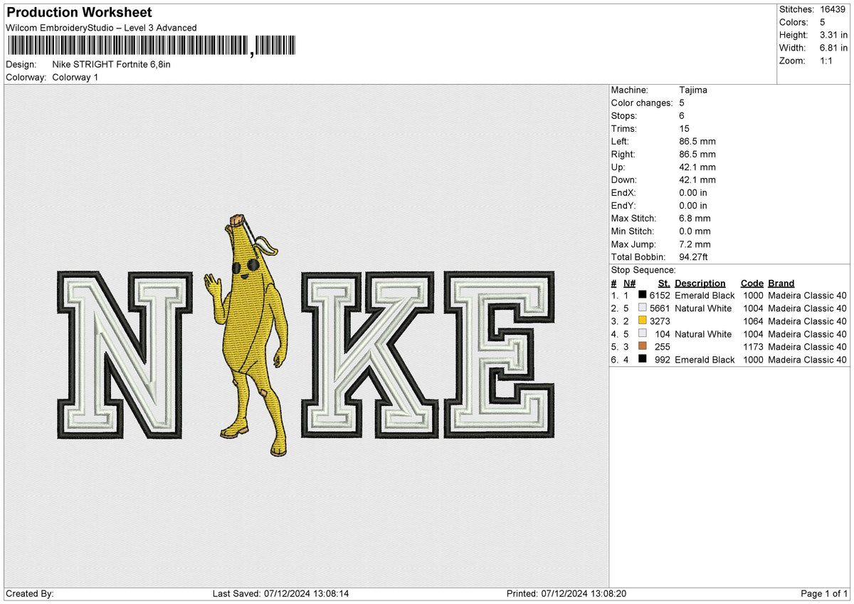 Nike STRIGHT Fortnite Embroidery File 6 sizes