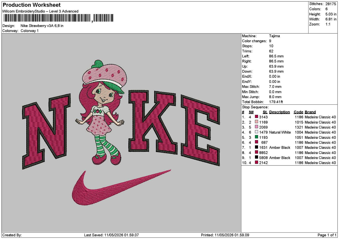 Nike Strawberry V3a Embroidery File 6 sizes